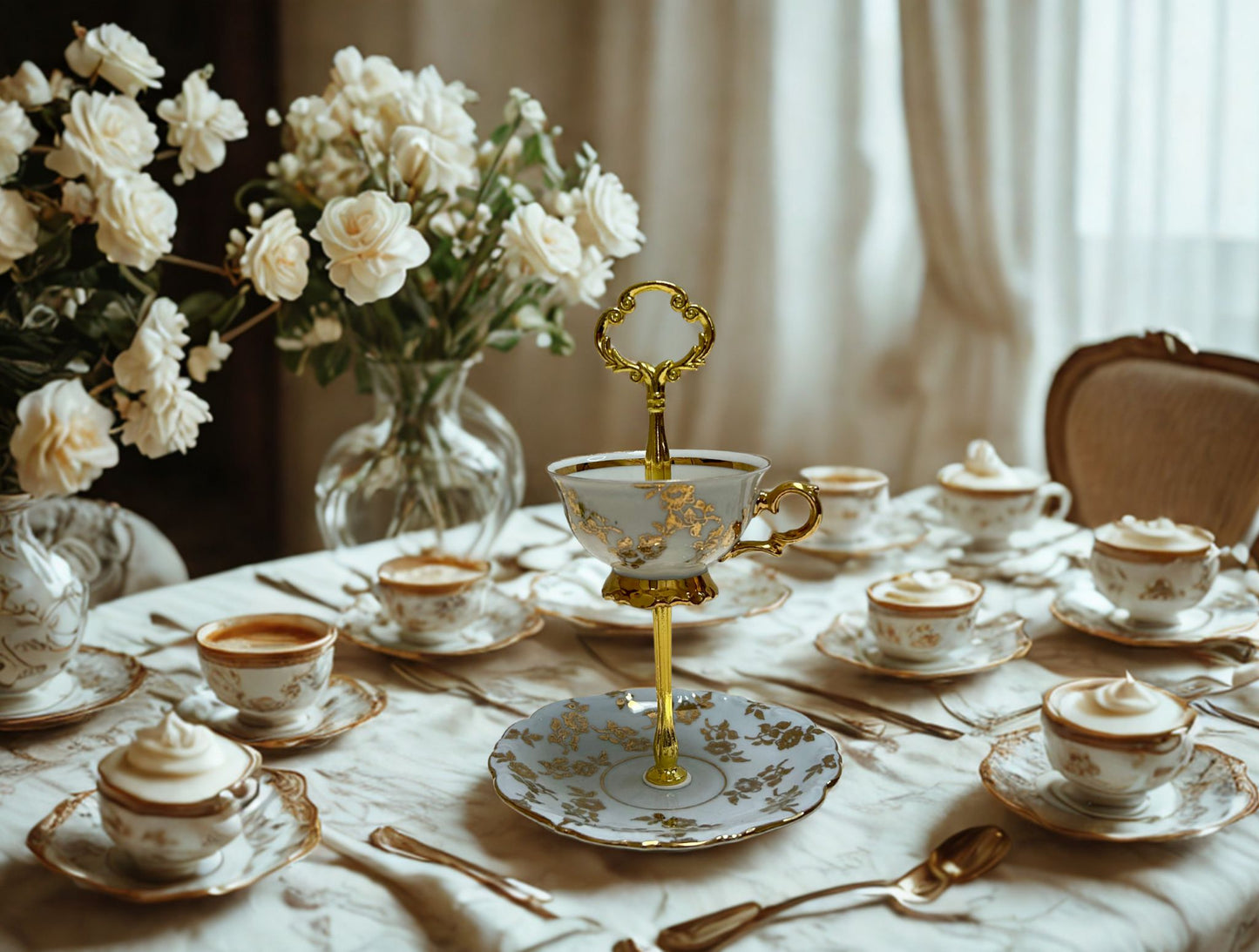 Ivory and gold leaf mini trinket tray