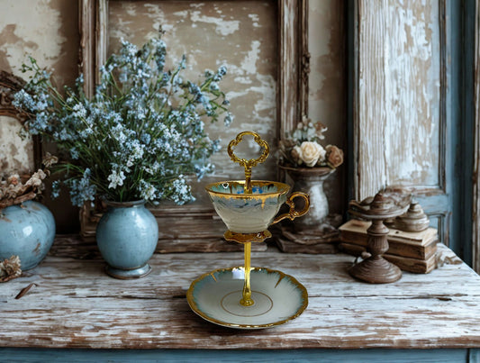 Green castle with gold trim mini trinket tray