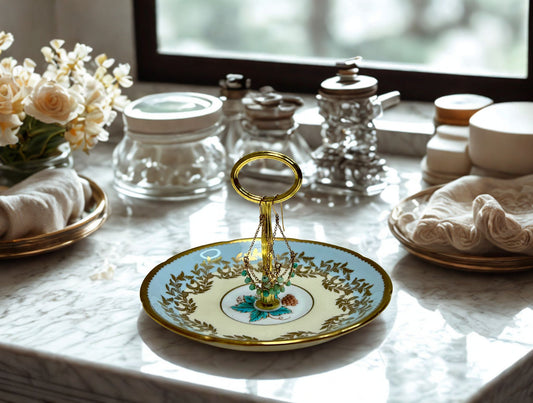 Sky blue with gold trim trinket tray
