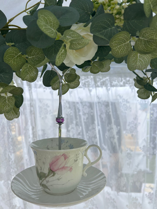 Mikasa pink rose bird feeder