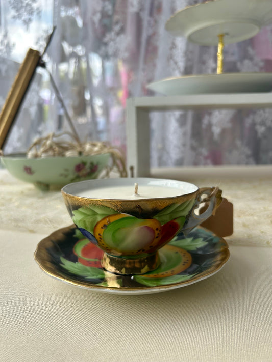 Vintage pear teacup candle